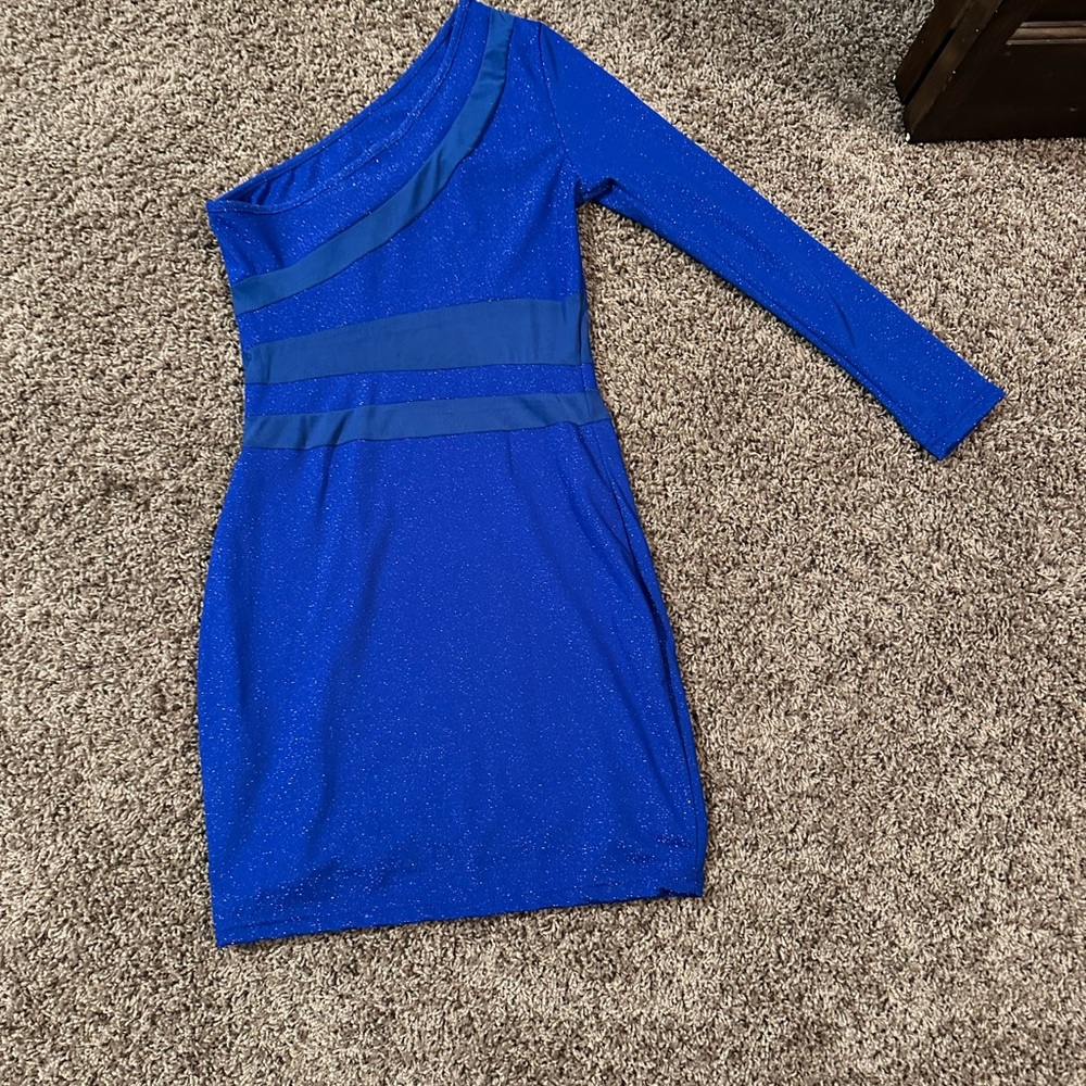 SHEIN Vibrant Blue One-Shoulder Dress